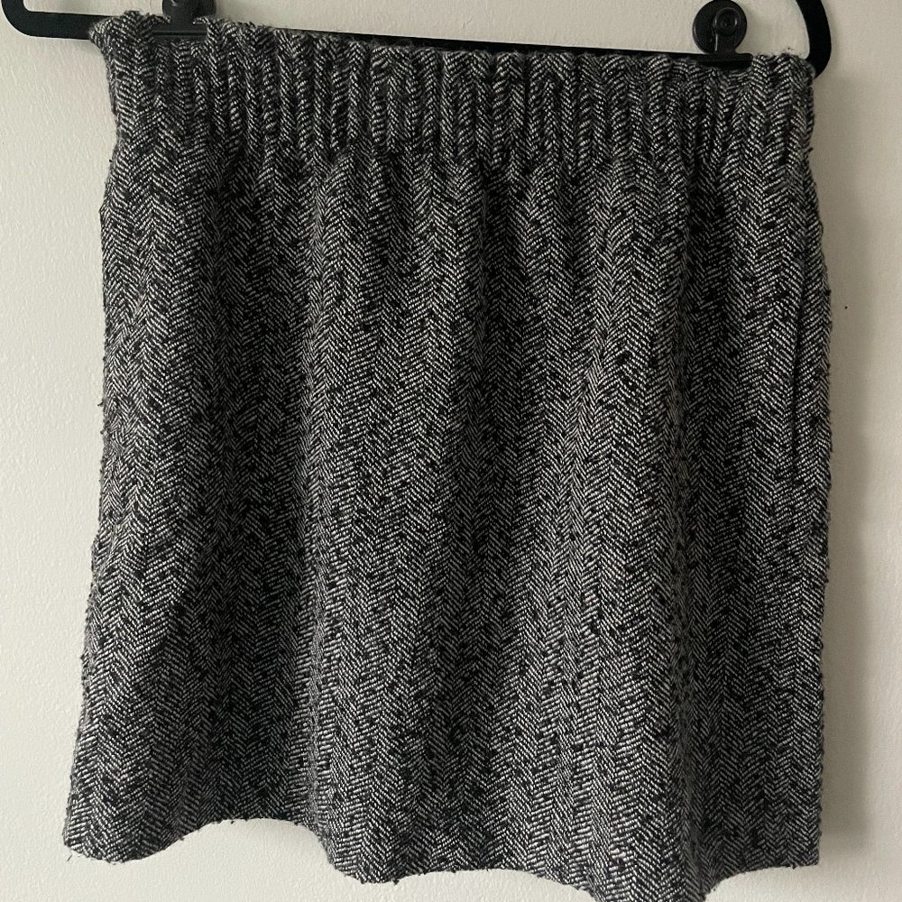 J. Crew Pull On Wool Blend Paperbag Skirt | Black & White Houndstooth | 4